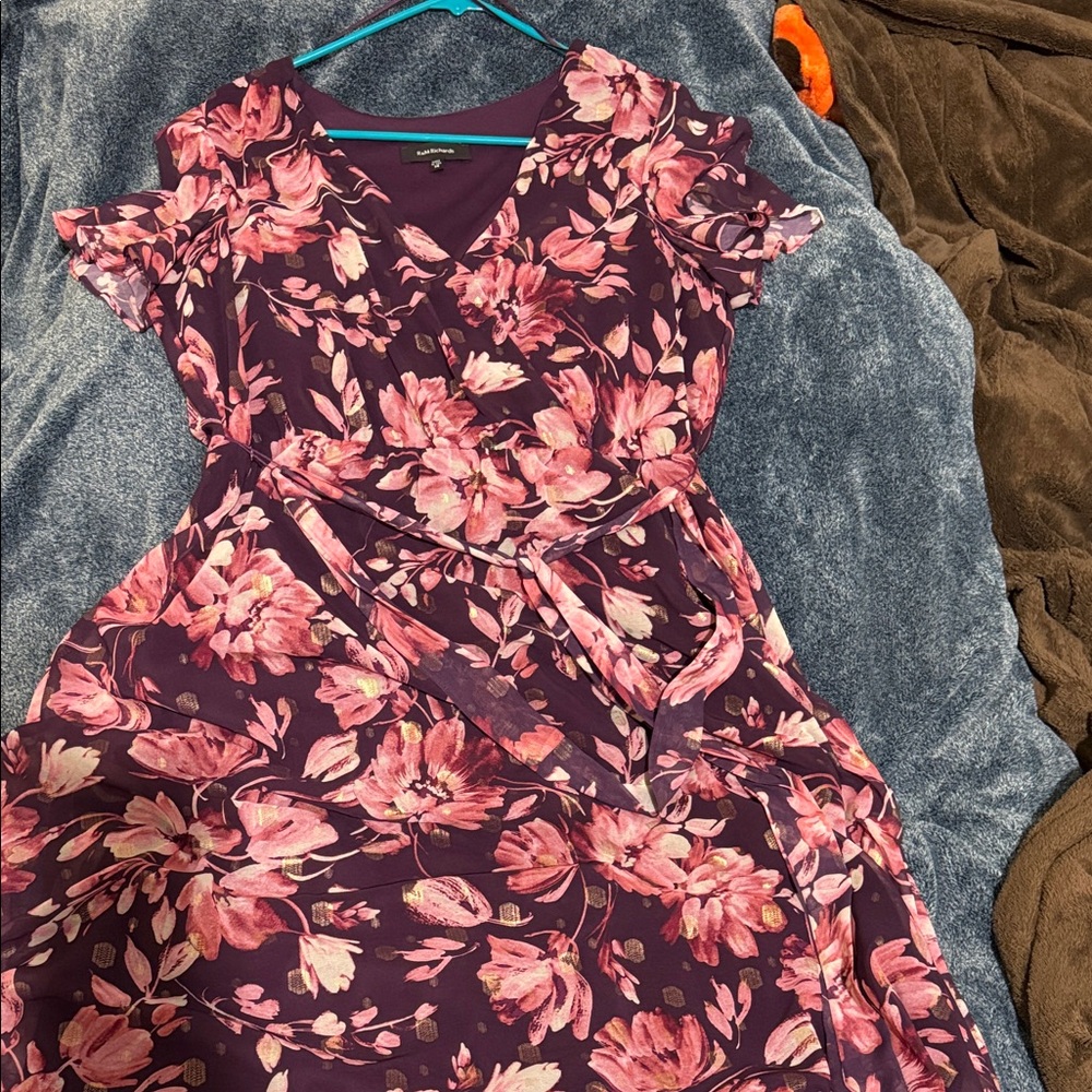 R & M Richards Pink and Purple Floral Maxi Dress